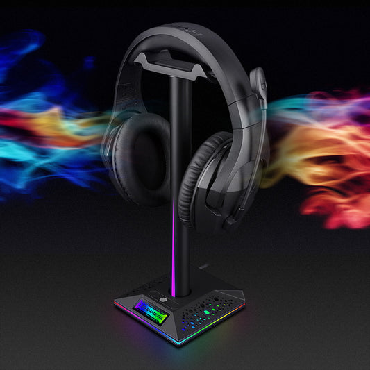 Ambient Light Emitting Dual USB RGB Headphone Stand